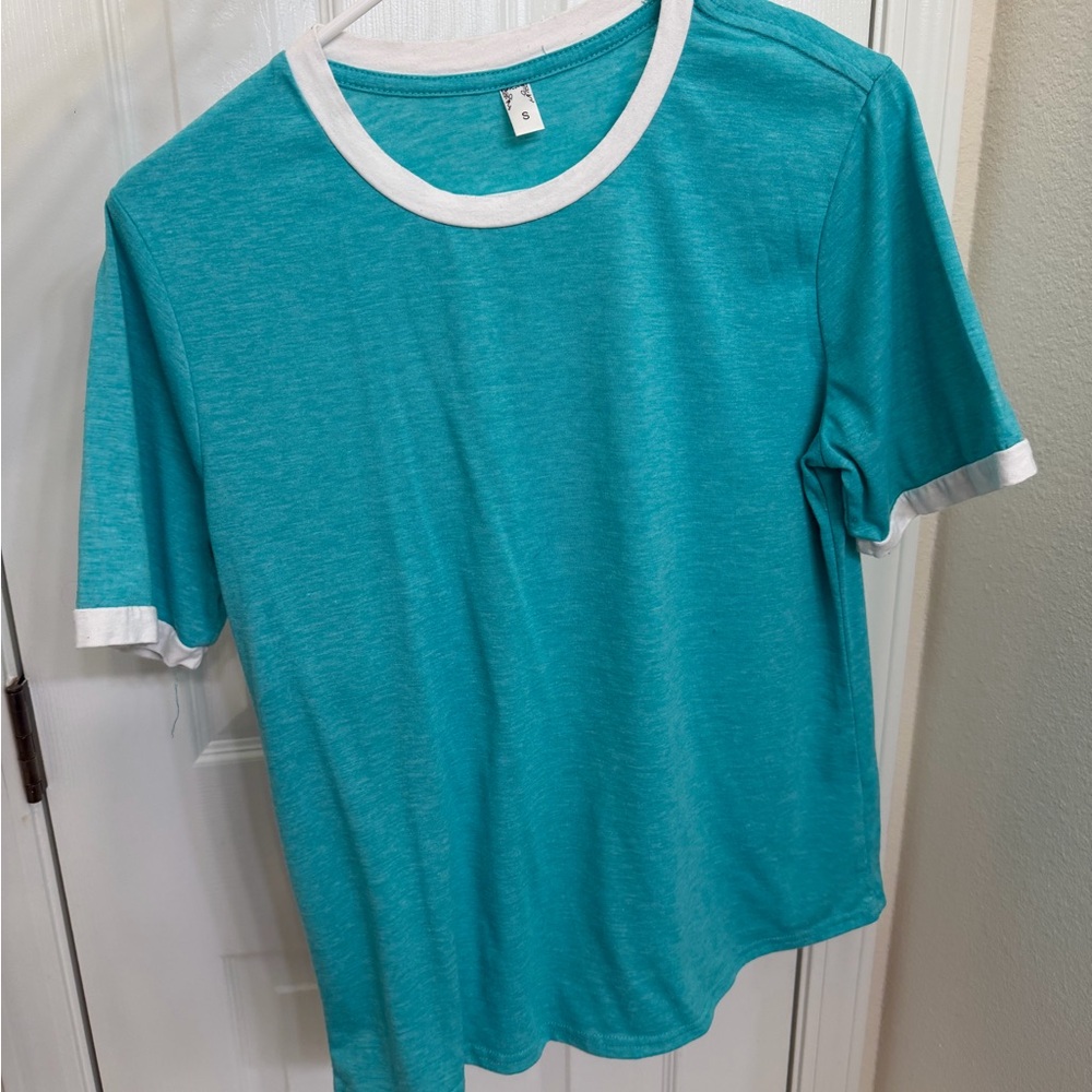 Teal Ringer T-Shirt with White Trim